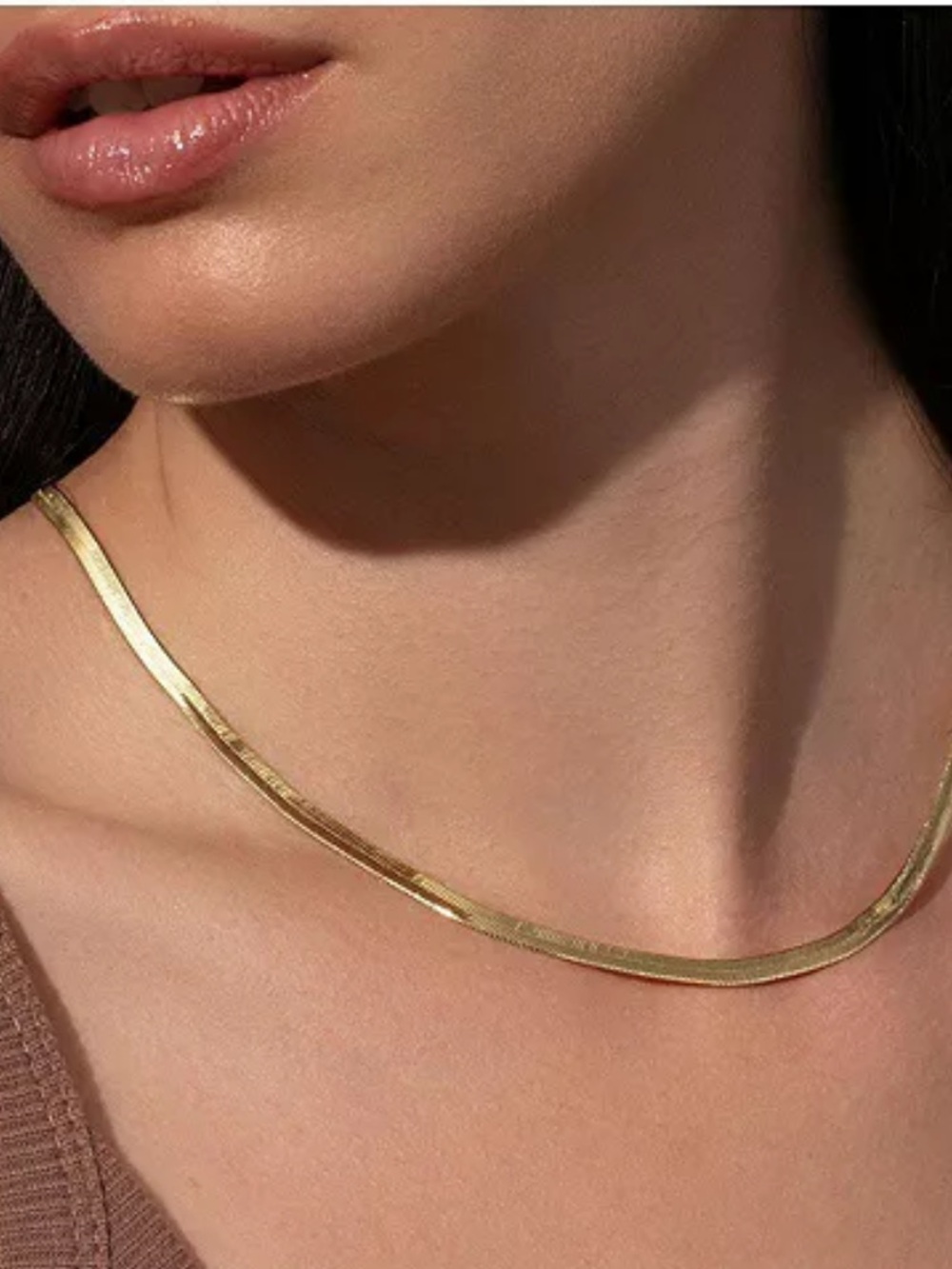 UNCOMMON JAMES 14K GOLD PLATED HORIZON HERRINGBONE NECKLACE